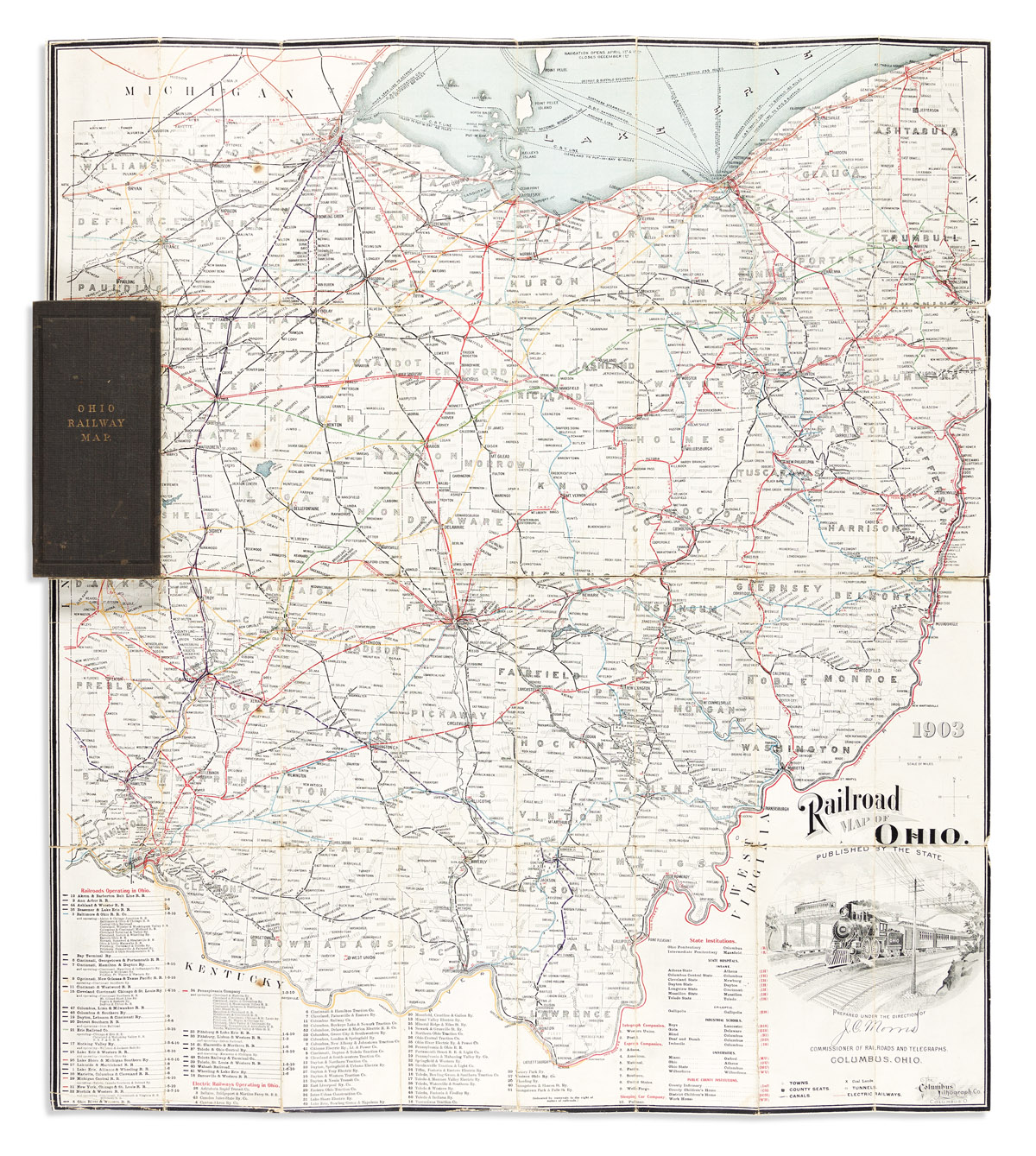 (OHIO.) Commissioner of Railroads and Telegraphs. Railroad Map of Ohio, Published by the State.